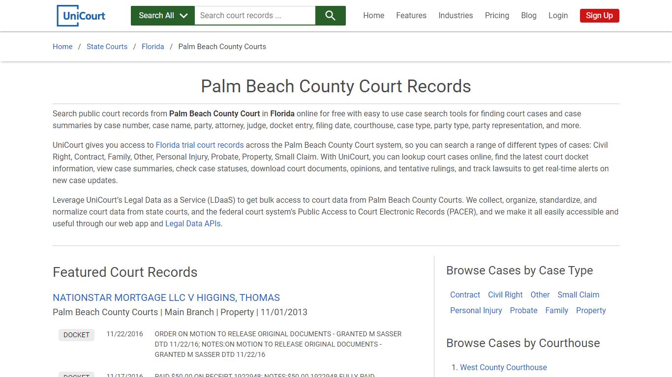 Palm Beach County Court Records | Florida | UniCourt