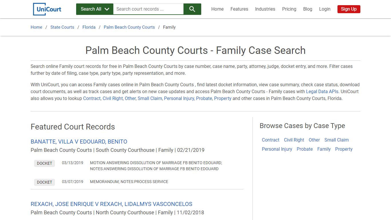 Family Case Search - Palm Beach County Courts, Florida