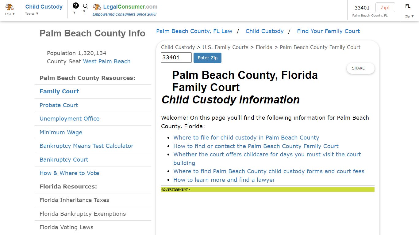 Palm Beach County Family Court -- Child Custody Info - LegalConsumer.com